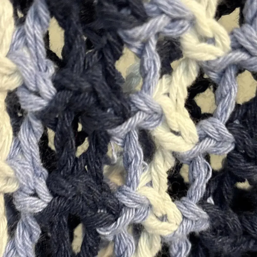 Free People Blue and White Crochet Stripe Sweater - Picture 6 of 12